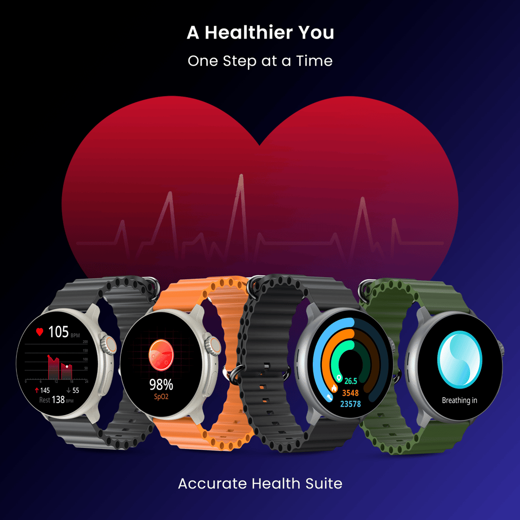 CELLECOR M7 PRO RAY 1.43" AMOLED Display | 700 NITS | AOD | BT-Calling | AI Voice | Split Screen | IP67 | Rotating Crown | SmartWatch (Black Green)