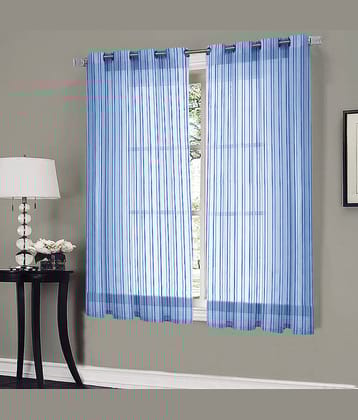 Home Candy Set of 2 Window Transparent Eyelet Polyester Blue Curtains ( 152 x 120 cm )