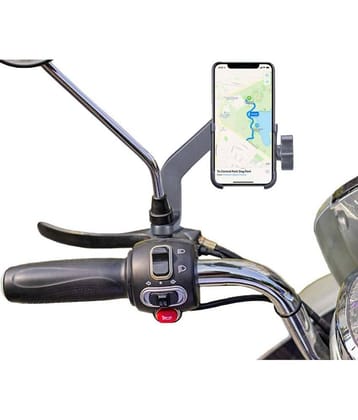 thriftkart Universal Handlebar Bike Mount Holder Metal Body 360 Degree Rotating Mirror Cradle Stand for Cycle, Motorcycle, Scooty Fits All Smartphones