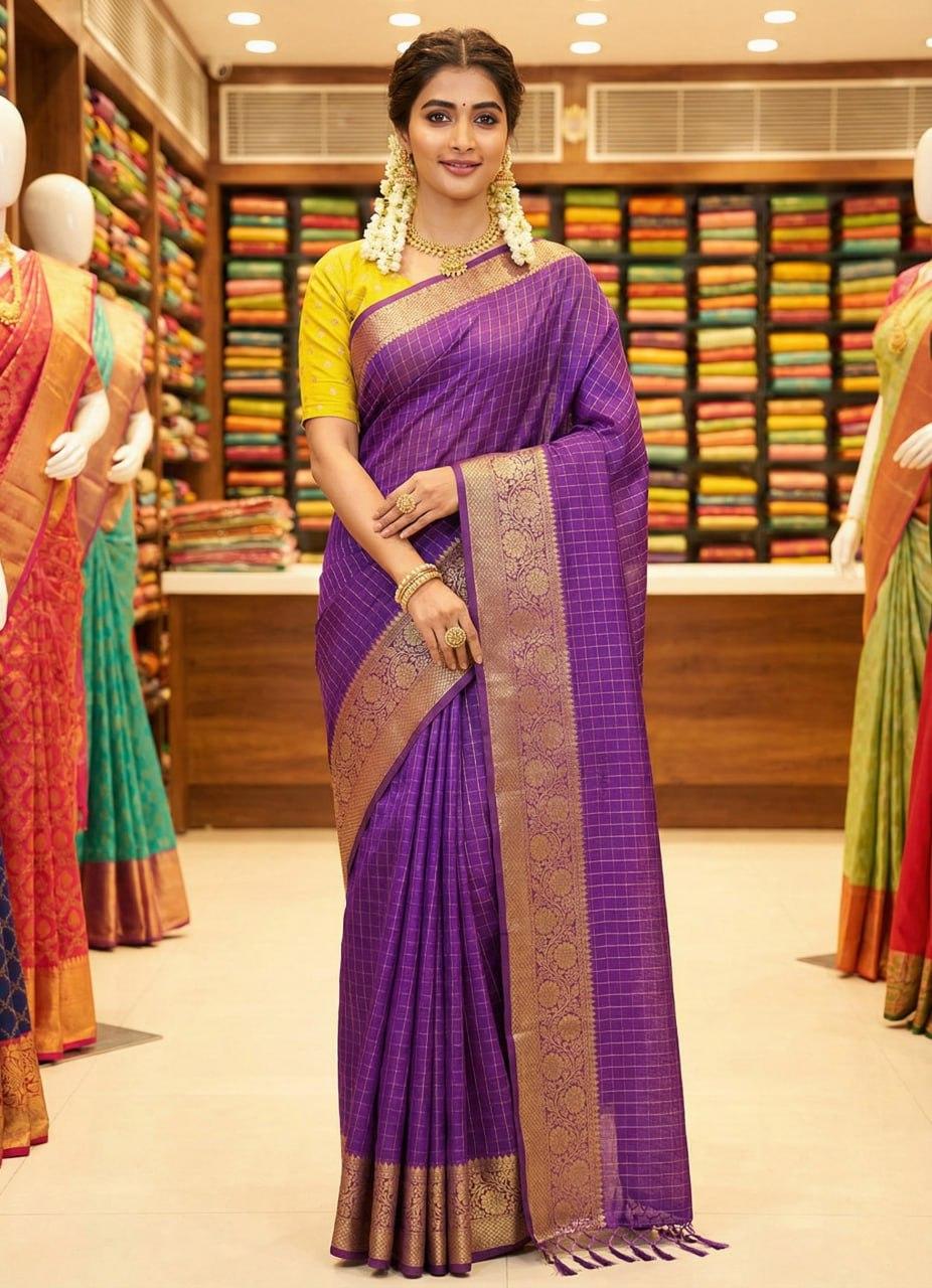 Purple Dola Silk Saree