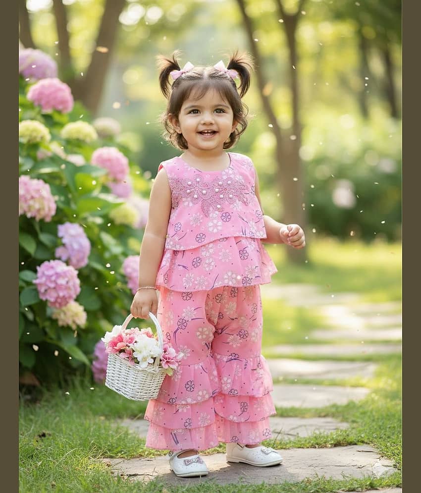 s muktar garments Pack of 1 Baby Girls Silk Blend Top ( Pink )