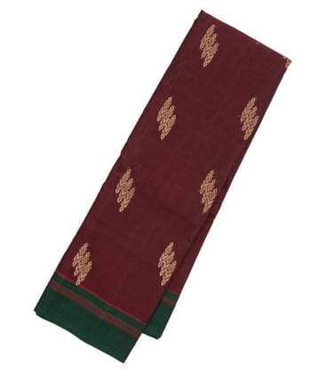 Maroon Handloom Rasipuram Cotton Saree With Flower Buttas-Maroon