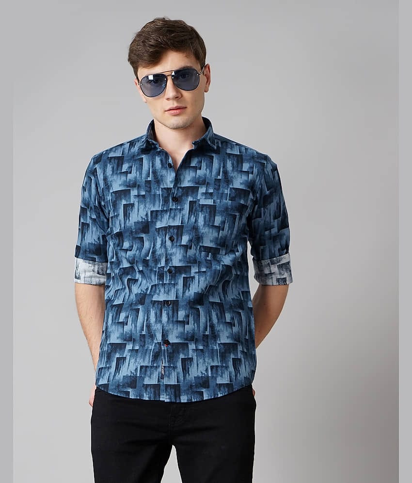 Paul Street - Navy Blue 100% Cotton Slim Fit Men's Casual Shirt ( Pack of 1 )