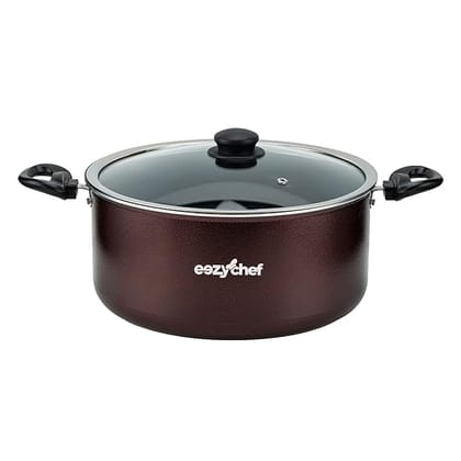 10 Litre Superior Non Stick Biriyani Pot with Sturdy Glass Lid | High Grade Aluminium | Healthy PFOA Free | Cool Touch Handles | 1 Year Warranty | Royal (10 LTR)_assorted colour