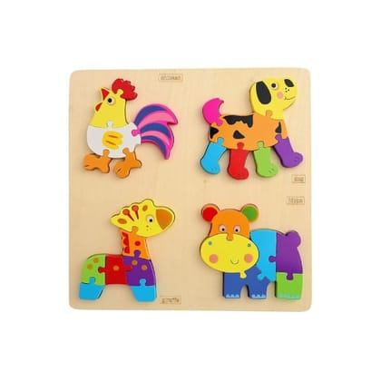 Wooden 4 in one Puzzles Domestic Animals