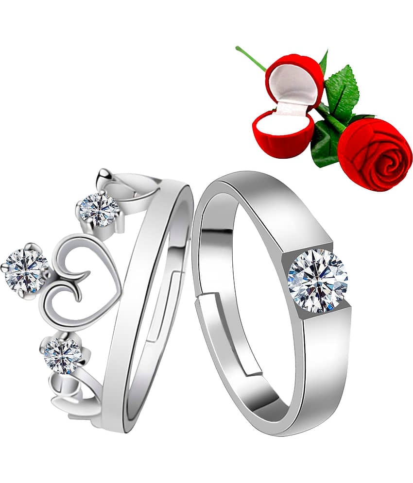 N M CREATION - Silver Couple Ring (Pack of 1)