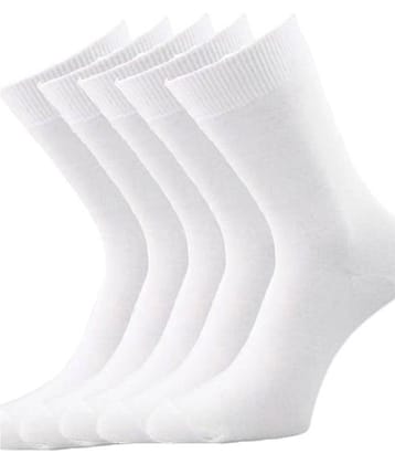 Tahiro White Cotton Mid Length School Socks - Pack Of 5