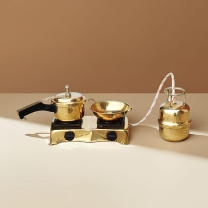 Brass Mini Kitchen Set | Handmade Miniature Toy | Traditional Play Decor, Height : 2.2 Inch (FMAS081)