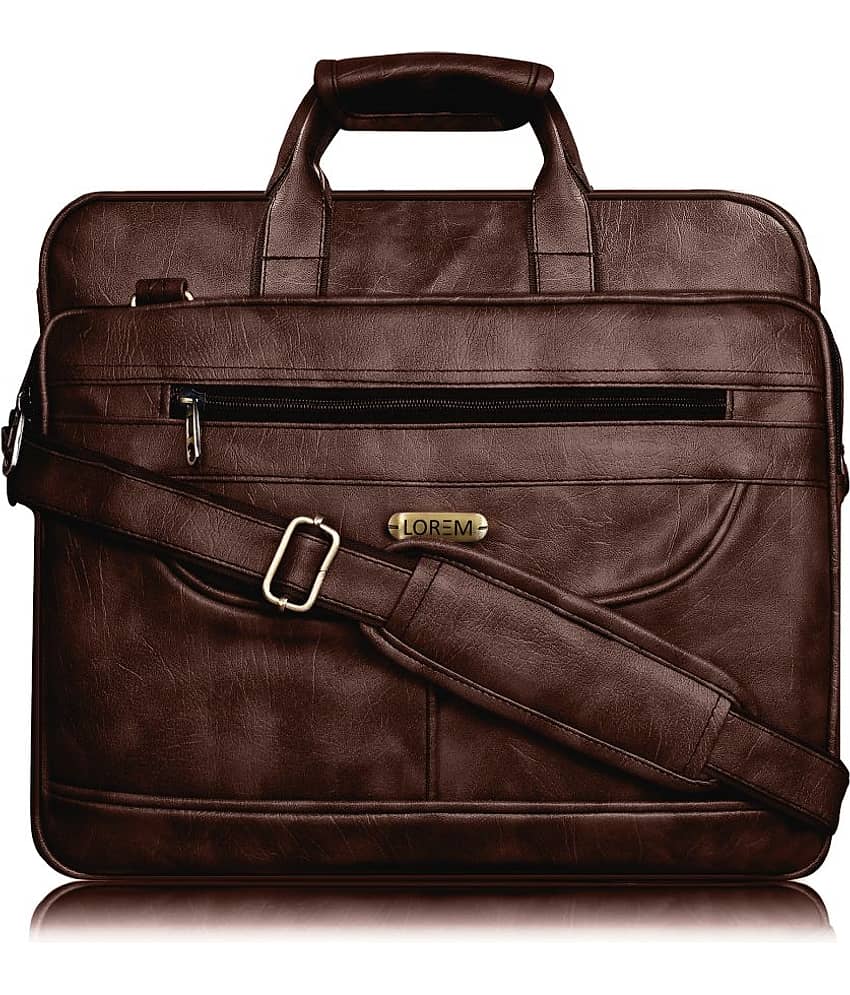 Lorem Brown Faux Leather Office Bag