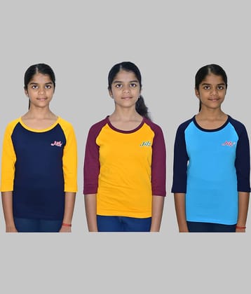 JILZ Pack of 3 Girls 100% Cotton T-Shirt ( Multi )