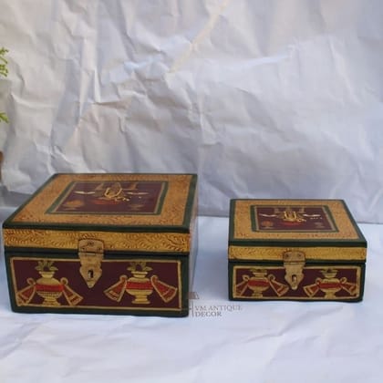 Painted Wooden Box-Jewellery Box Gift Set of 2