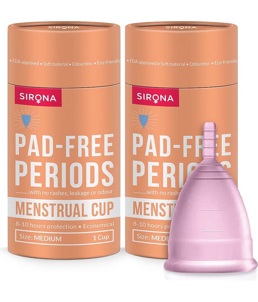Sirona FDA Approved Reusable Menstrual Cup for Women | Medium Size with Pouch | Pack of 2 | Ultra Soft, Odour and Rash Free