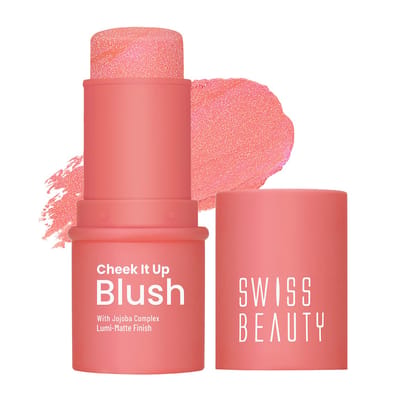 Swiss Beauty Cheek It Up Blush for Cheeks|Lumi-Matte Finish | Lightweight | Easily Blendable | With Jojoba Oil | Shade- Mood Lifter Coral, 8g Swiss Beauty Cheek It Up Blush for Cheeks|Lumi-Matte Finish | Lightweight | Easily Blendable | With Jojoba Oil |