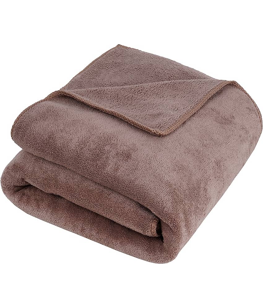 FEZORA Pack of 1 Microfibre 350 -GSM Bath Towel ( Brown )