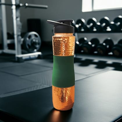 Copper Drinking Water Bottle Sipper Silk Green – Eco Friendly Copper Drinking Bottle, Height : 11.5 Inch (BCMAS188 G)