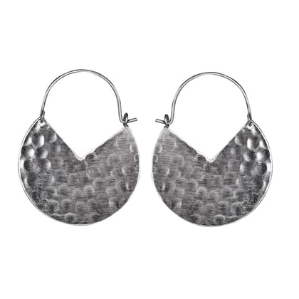Handcrafted Brass Silver Hoops Earring