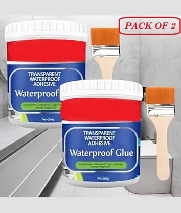 (pack of 2)Transparent Waterproof Glue with Brush for Roof Leakage Crack Seal Agent Roof Water Leakage Solution