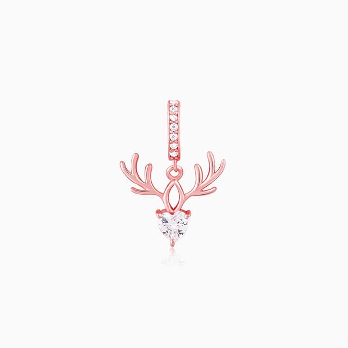 Rose Gold Deer Heart Charm