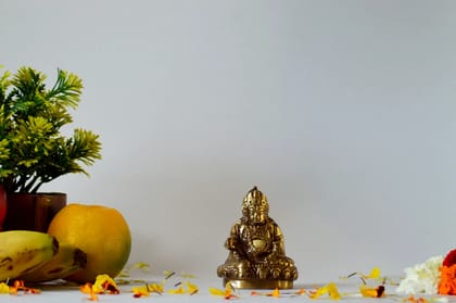 Brass Kuber Maharaj Idol (Color - Golden, Size - 3.25H *2.75L*2B) by Snova Enterprises