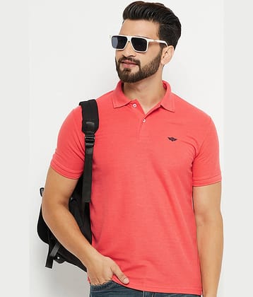 GET GOLF Pack of 1 Cotton Blend Regular Fit Solid Half Sleeves Men's Polo T Shirt ( Coral )