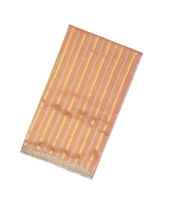Peach Woven Organza Tissue Saree With Brocaded Stripes & Embroidery-EN1678-Peach