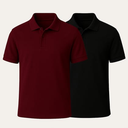 Heganwalk Men’s Polo T-Shirt – Pack of 2 ( Maroon, Black )