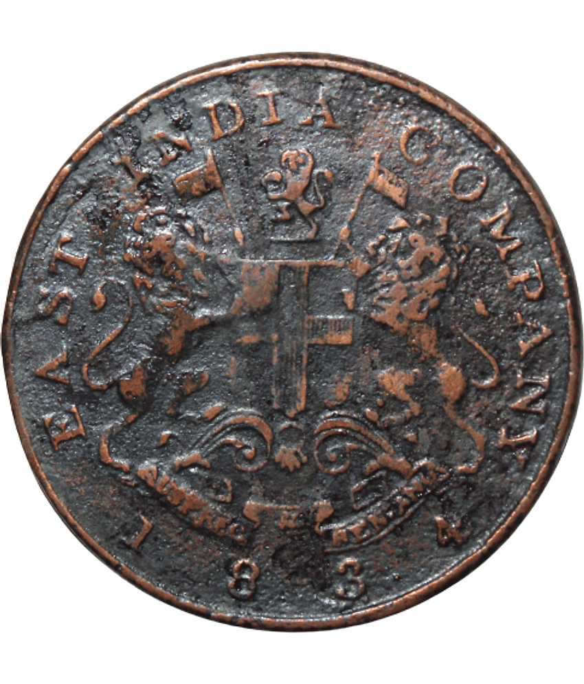 1/2 ANNA (1834) "EAST INDIA COMPANY" BRITISH INDIA EXTREMELY OLD AND RARE COIN