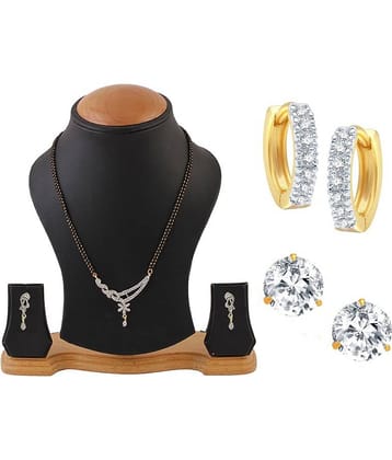 Youbella American Diamond Mangalsutra Set With 2 Free Pair of Earrings (AD Studs And Bali)