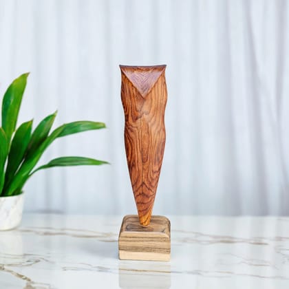 2 Feet Tall Handcrafted Sculpture Standing Wooden Owl for Decor in Natural Finish