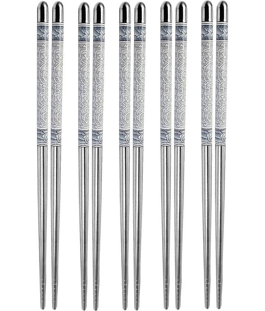 VBE 5 Pairs Reusable Metal Stainless Steel Chopsticks Dishwasher Safe Lightweight Easy to Use Metal Chop Stick Utensils