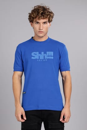 Shh!!! Lez'Go 🤫 | Solid Round Neck Regular fit T-Shirt – Royal Blue-S