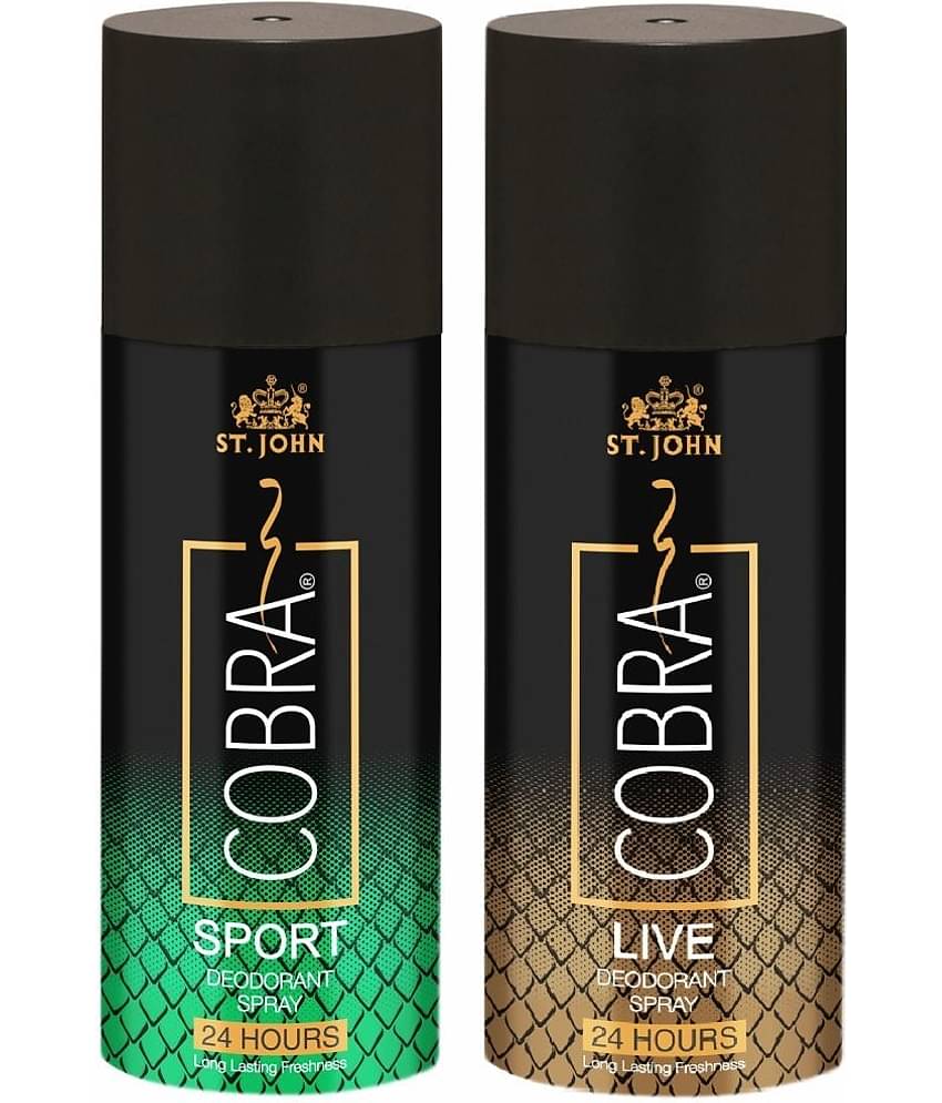 ST.JOHN Cobra Long-Lasting Cool & Sport 150ml Each Deodorant Spray for Men (300ml) Pack of 2