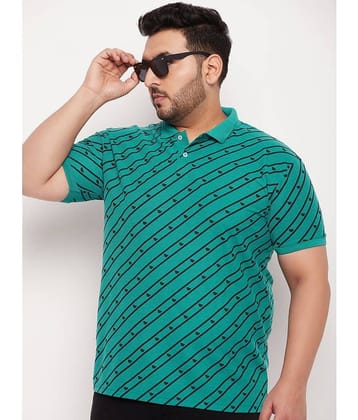GET GOLF Pack of 1 Cotton Blend Regular Fit Striped Half Sleeves Men's Polo T Shirt ( Green )