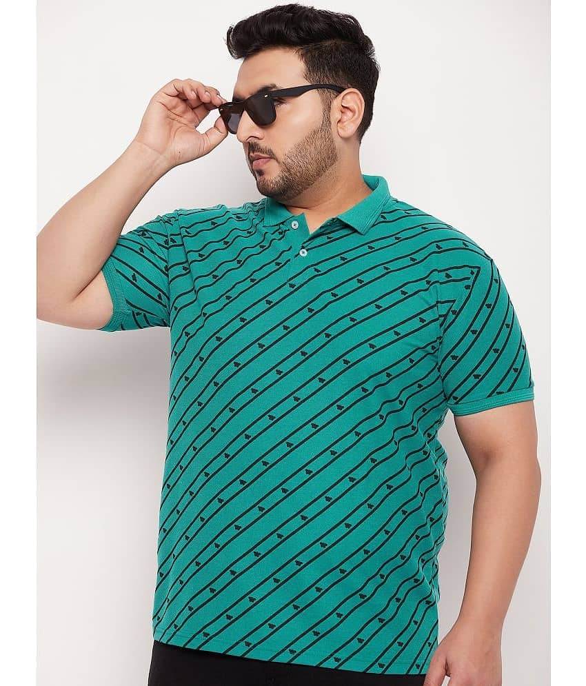 GET GOLF Pack of 1 Cotton Blend Regular Fit Striped Half Sleeves Men's Polo T Shirt ( Green )