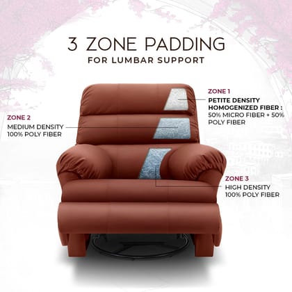 Avalon Posture pro Rocking & Rotating Single Seater Premium Leatherette Recliner, Tan, Motorized