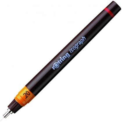 Rotring 0.2 mm Isograph Technical Drawing Ink Pen, Chrome Plated Tip, Colour Coded Barrel, Labelled ScrewOn Cap, Metal Clip