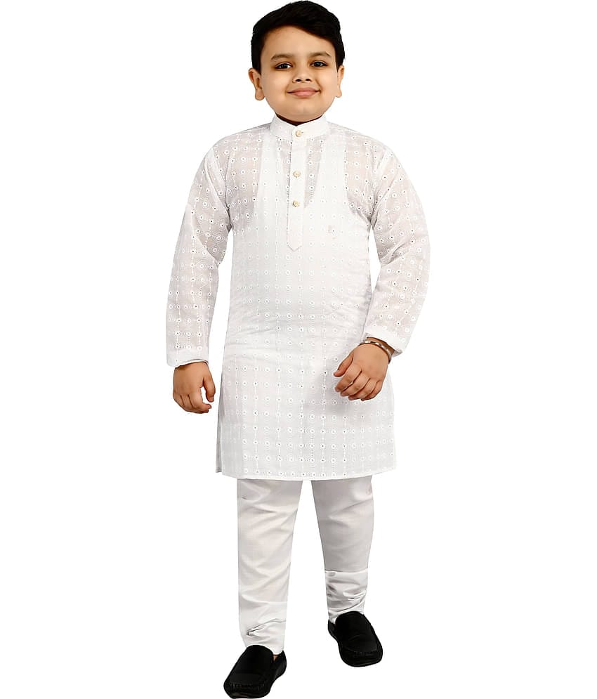 Arshia Fashions Boys Cotton Blend Abstract - Pattern Kurta Pant Set ( Yellow , Pack of 1 )