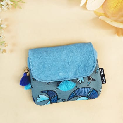 MINI FLAP WALLET- GOND BLUE BIRD