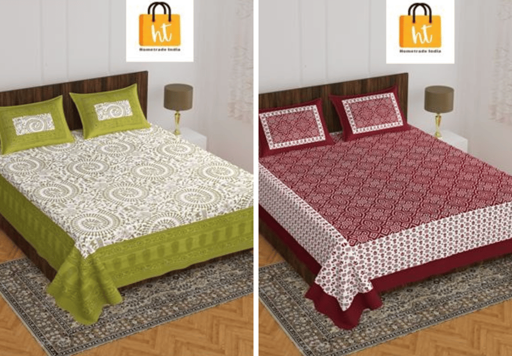 2201-Hometrade India- Standard Double Size (90*100 in )-Combo Double Bedsheet