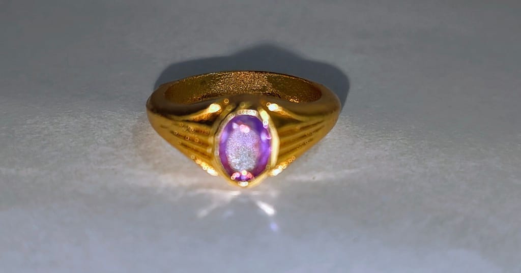 Gold plated Ring with Oval Amethyst Stone