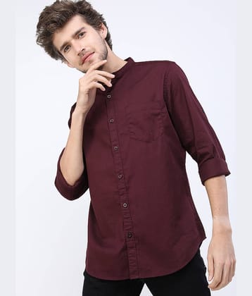 Highlander 100% Cotton Slim Fit Solids Full Sleeves Men's Casual Shirt - Coffee ( Pack of 1 )