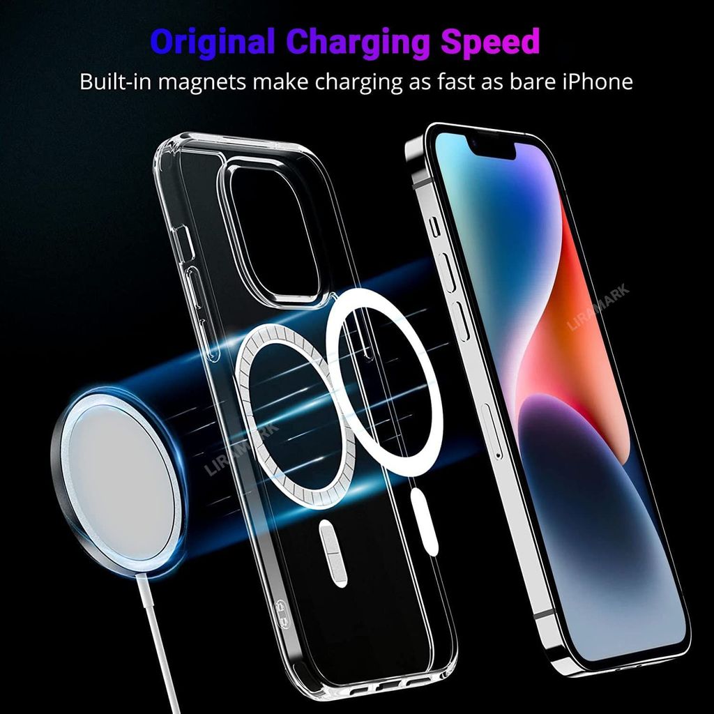 LIRAMARK Magnetic Protective Clear Back Cover Case Compatible with Magsafe for iPhone 15 (6.1 inch) (Transparent)