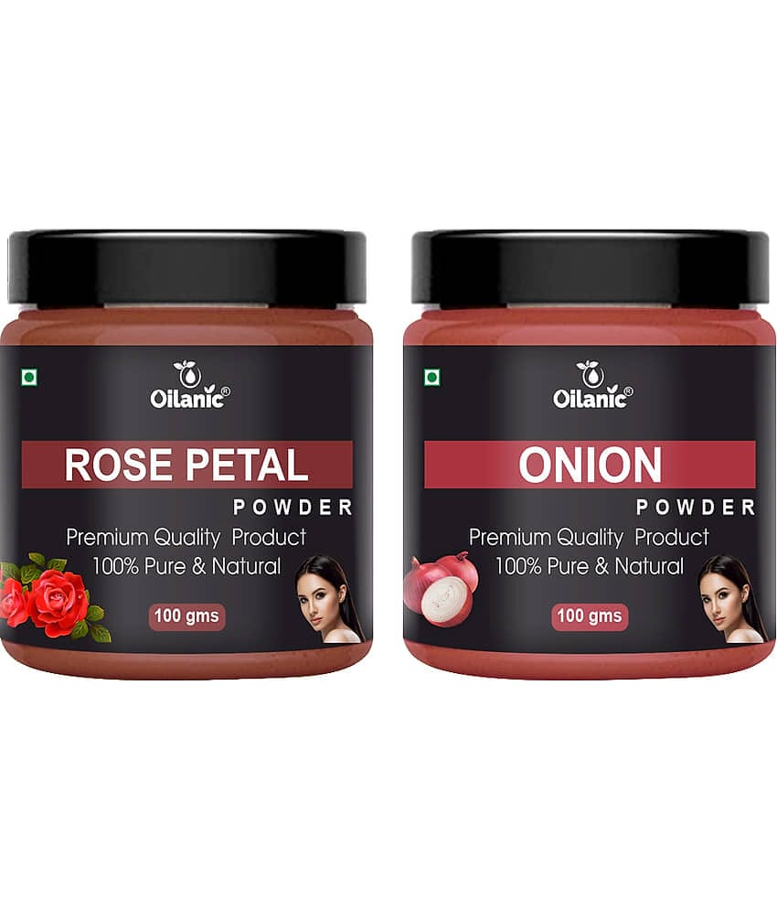 Oilanic 100% Pure Rose Petal Powder & Onion Powder For Skin Hair Mask 200 g Pack of 2