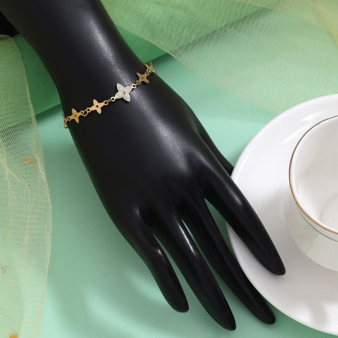 Lustrous Gold Color Stainless Steel 18k Gold Plated Demi Fine Bracelet-Bracelet Size: Adjustable / gold / Alloy With Good Quality Gold Plated