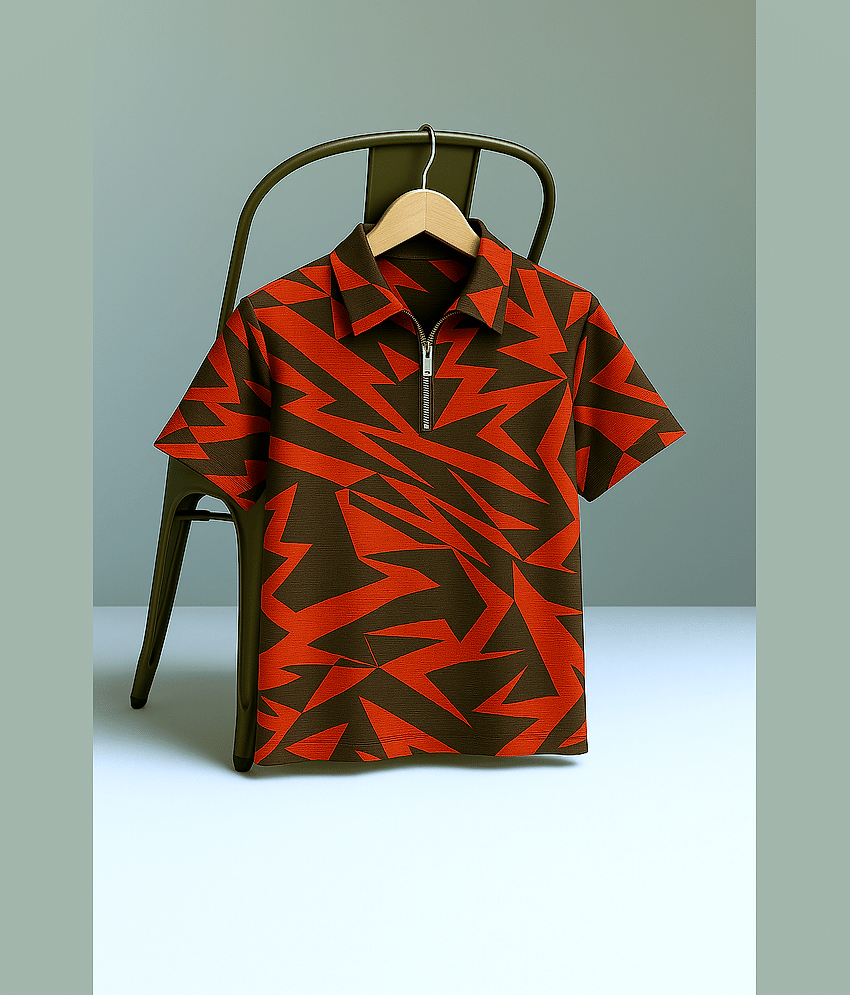 Try This Men Cotton Blend Regular Fit Colorblock Polo T Shirt ( Red )