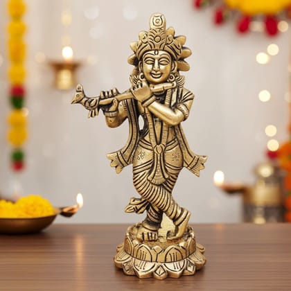 Brass Showpiece Krishna Statue (BSMAS1264 K)