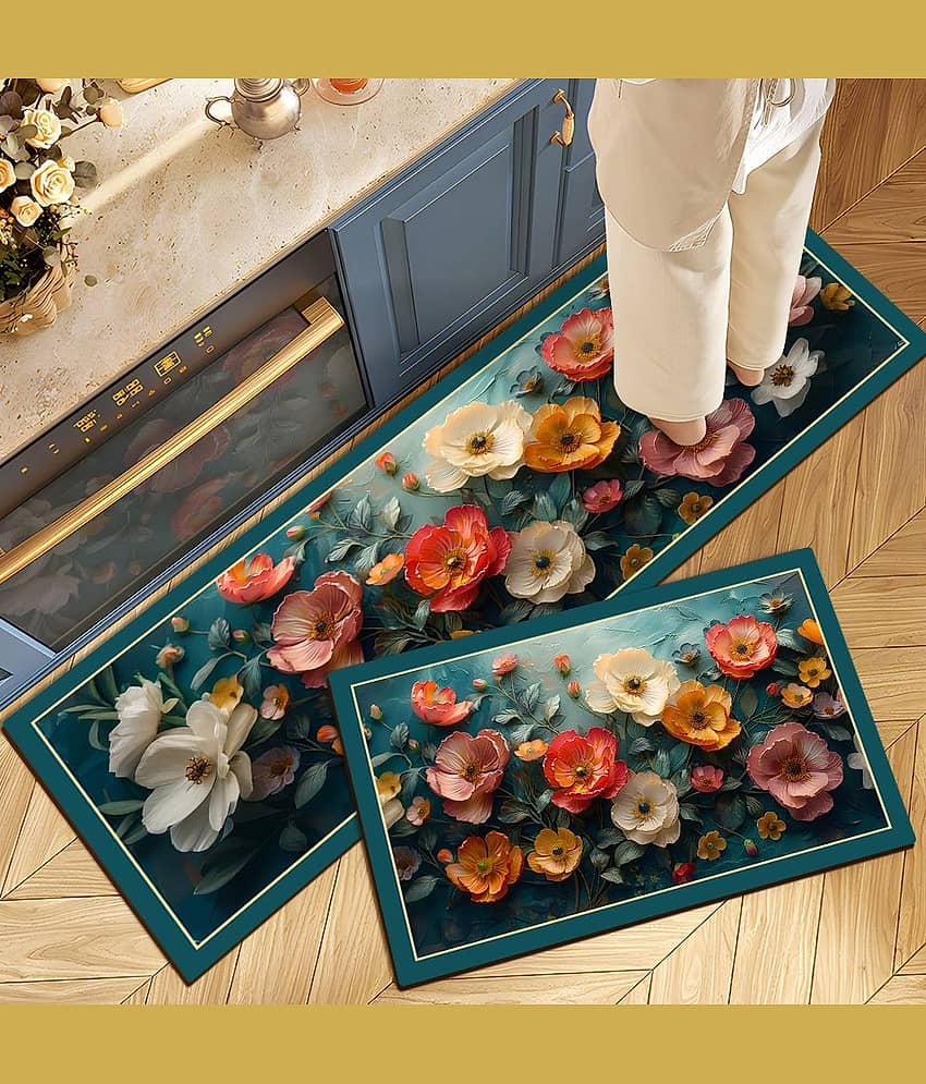 mahek accessories Set of 2 Anti-skid Rubber Door Mat ( 40 X 60 cm ) Assorted