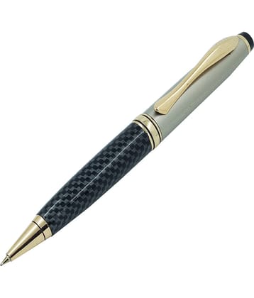 auteur Zeus Black & Grey Color Carbon Fiber Finish , Stunning Gift Collection , Blue Refill Ball Pen With Golden Trims Packed In A GIft Box .