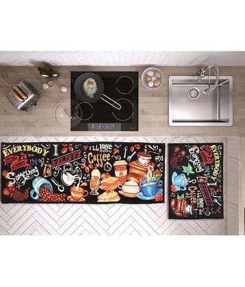 AAZEEM Kitchen Floor Mat & Runner with Anti Skid Backing, Set of 2 (45 x 135 & 45 x 60 cm)