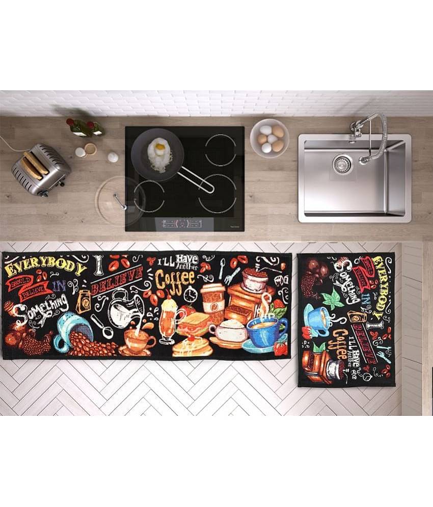 AAZEEM Kitchen Floor Mat & Runner with Anti Skid Backing, Set of 2 (45 x 135 & 45 x 60 cm)
